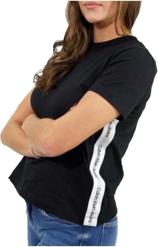 Calvin Klein Shirt met ronde hals SIDE CONTRAST TAPE TEE met opzij jeans logo-opschrift - Foto 1