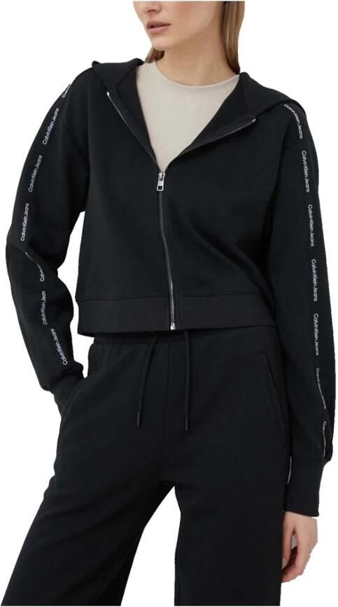 Calvin Klein Crop Zip Hoodie met Logo Black Dames - Foto 3