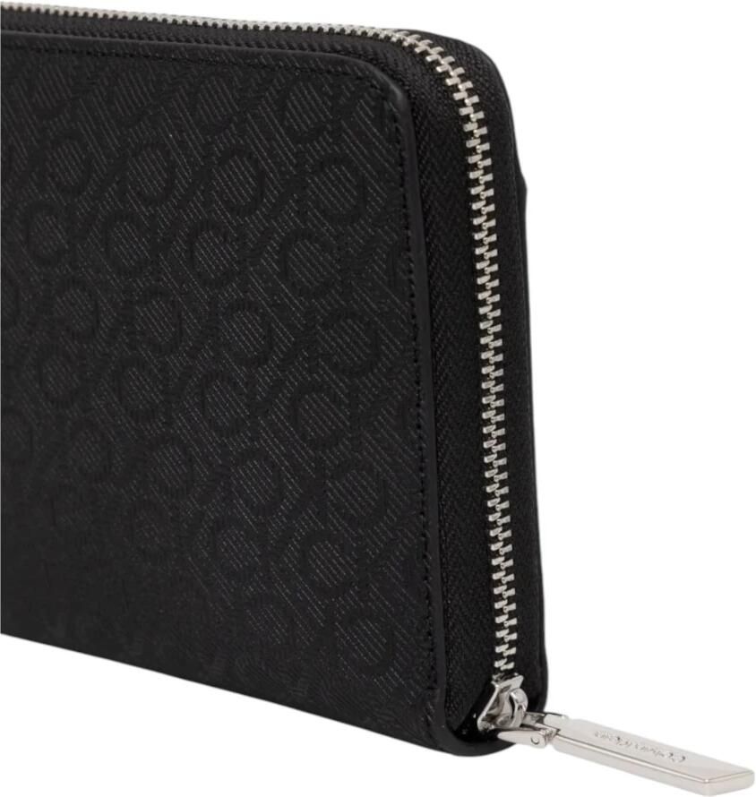 Calvin Klein Gestructureerde Zwarte Portemonnee voor Vrouwen Black Dames