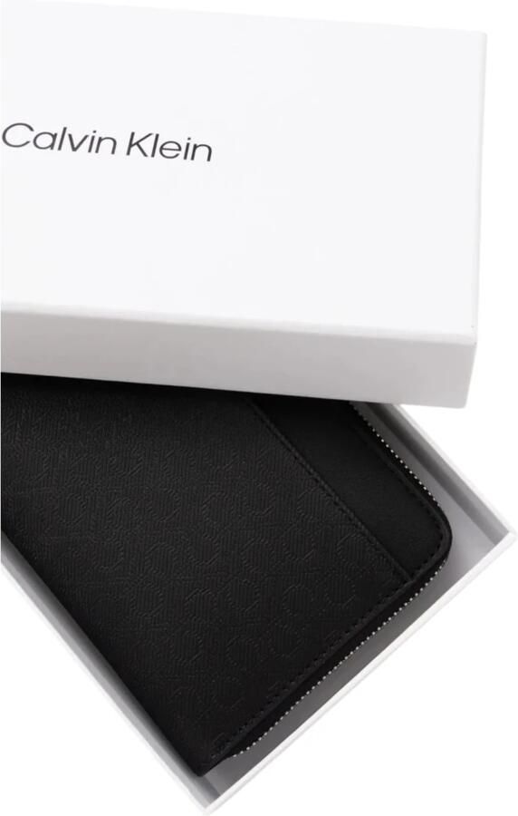 Calvin Klein Gestructureerde Zwarte Portemonnee voor Vrouwen Black Dames - Foto 4