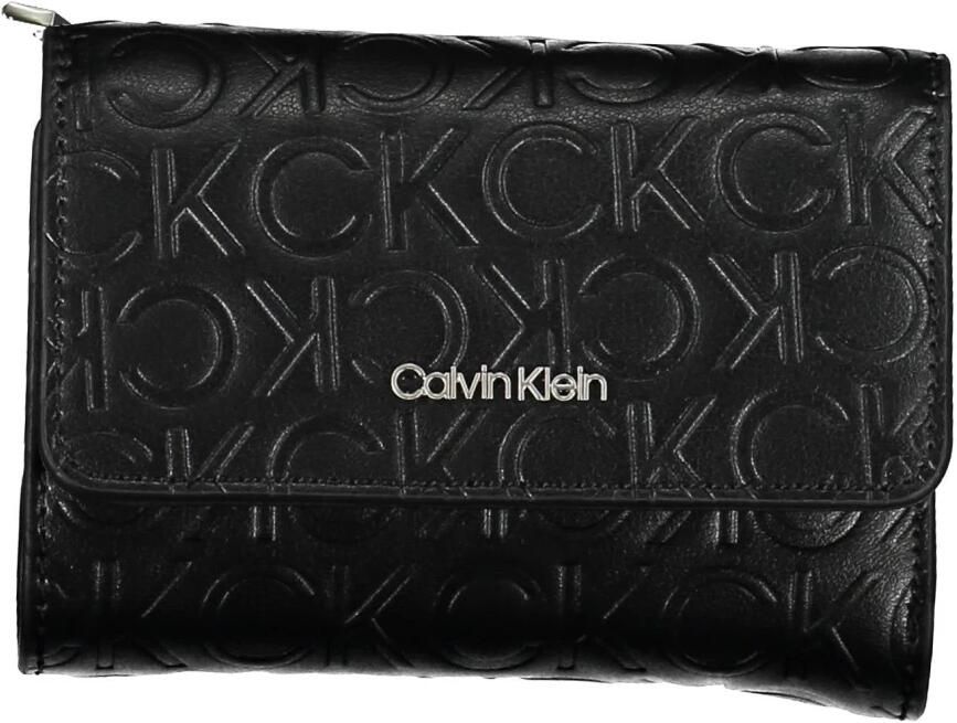 Calvin Klein Damesportemonnee Zwart Rfid Ritssluiting Black Dames