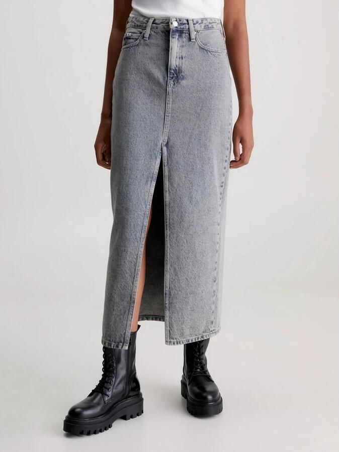 CALVIN KLEIN Dames Rokken Front Split Maxi Denim Skirt Lichtblauw - Foto 5