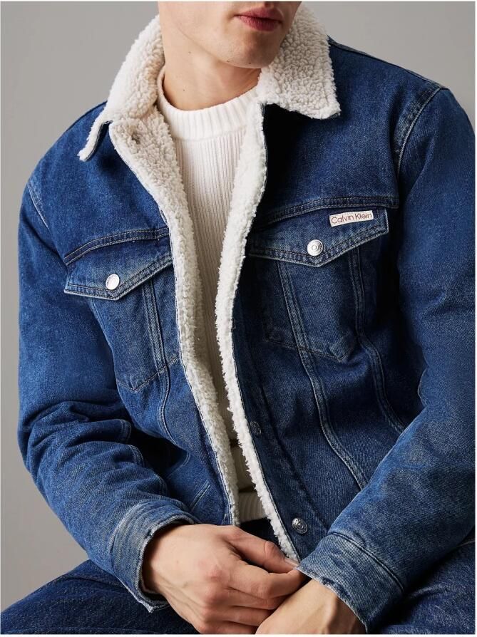 Calvin Klein Denim sherpa jas Blauw Blue Heren