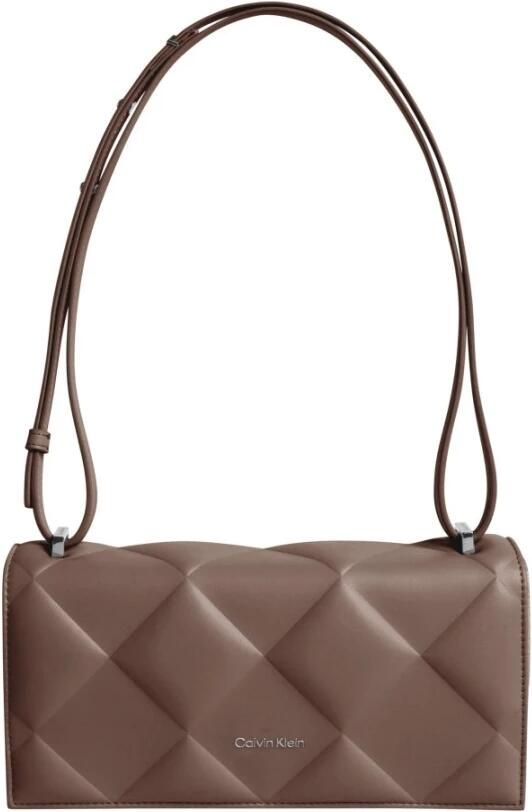 Calvin Klein Diamant Quilt Schoudertas Bruin Brown Dames - Foto 3