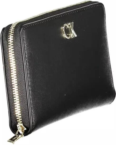 Calvin Klein Zwarte Polyurethaan Portemonnee met 5 Compartimenten en Muntvakje Zwart Dames