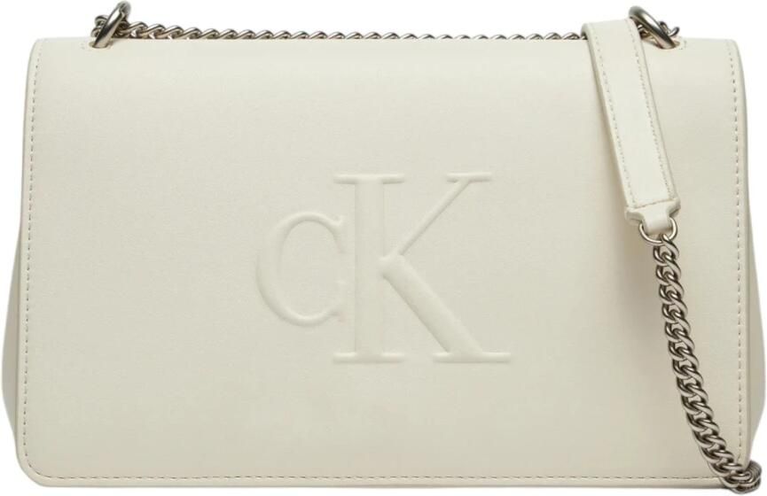 Calvin Klein Gesculpteerde Flap Handtas met Grote Opbergruimte Beige Dames - Foto 4
