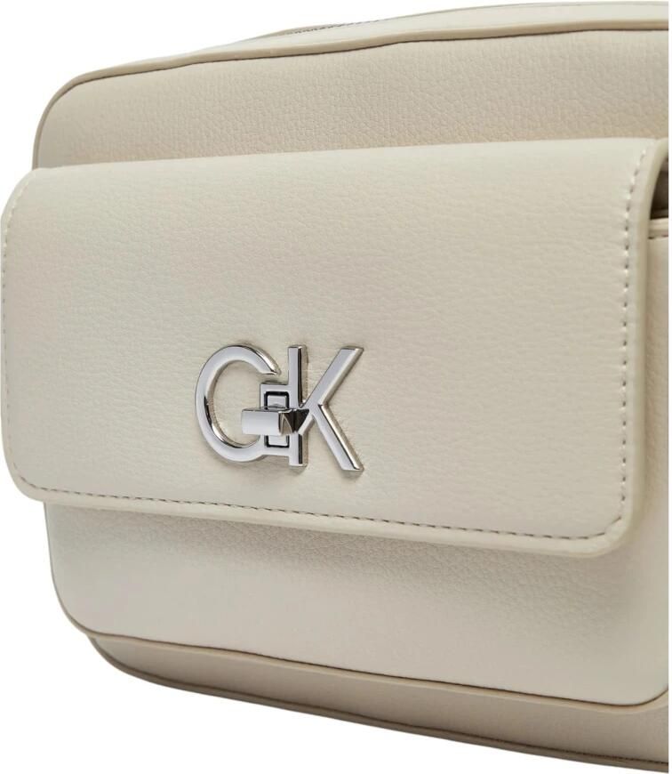 Calvin Klein Polyurethaan Flap Handtas met Verstelbare Schouderband Gray Dames - Foto 2