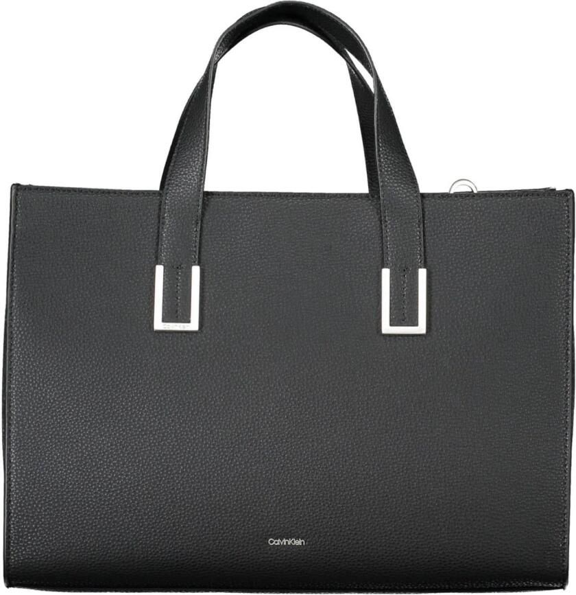 Calvin Klein Zwarte Polyester Handtas met Verstelbare Schouderband Zwart Dames