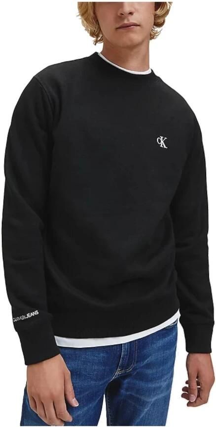 Calvin Klein Basic Sweatshirt Loose Fit Ronde Hals Lange Mouwen Geborduurd Logo Black Heren - Foto 8
