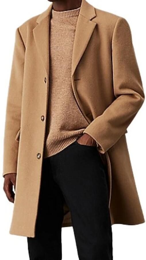 Calvin Klein Fijne wollen blend jas khaki Beige Heren