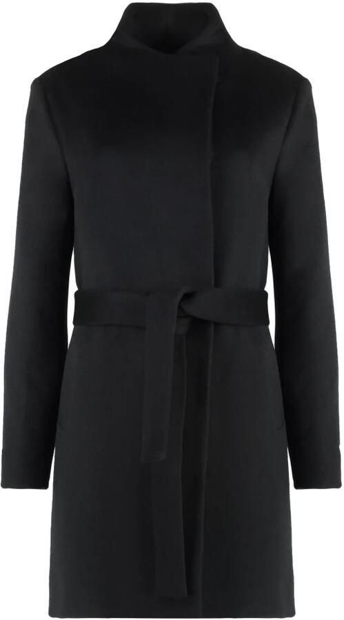 Calvin Klein Gebonden Wollen Jas met Zakken Black Dames