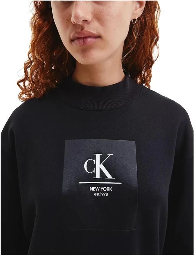 Calvin Klein Gebreide Midi Jurk Opvallende Stijl Black Dames