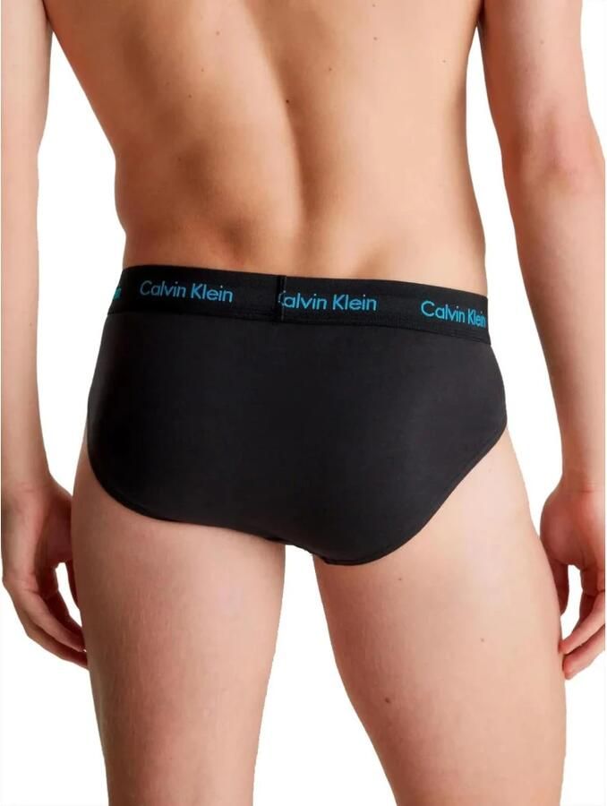 Calvin Klein Zwarte Katoenen Briefs met Driekleurige Print Black Heren