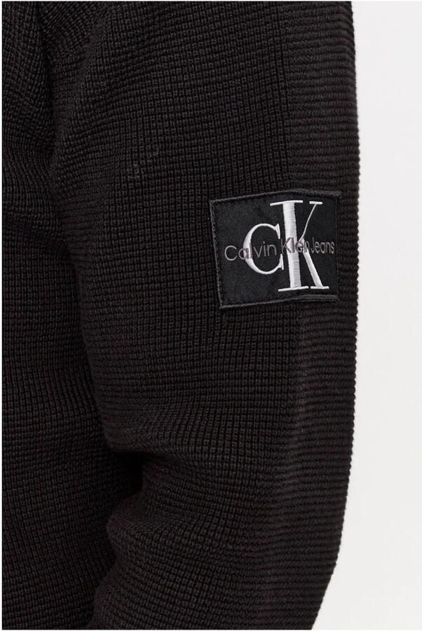 Calvin Klein Katoenen Hoodie met Logo-Detail en Halve Rits Black Heren