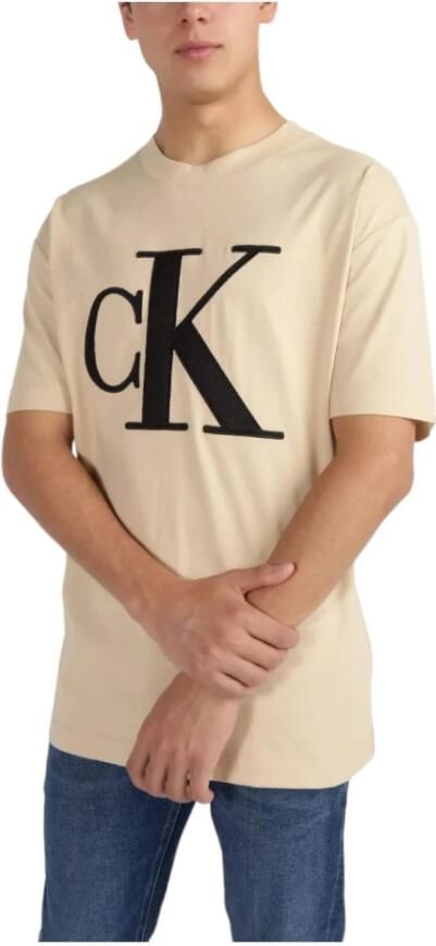 Calvin Klein Geperforeerd Monoloog T-shirt Beige Heren - Foto 3