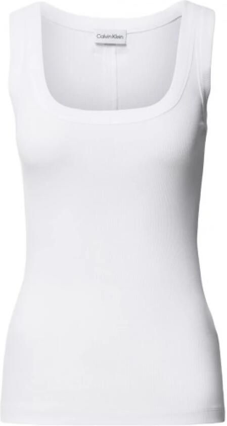 Calvin Klein Geribbelde katoenen tanktop White Dames - Foto 3