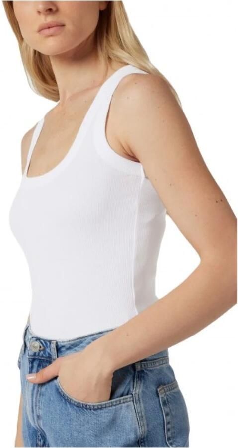 Calvin Klein Geribbelde katoenen tanktop White Dames