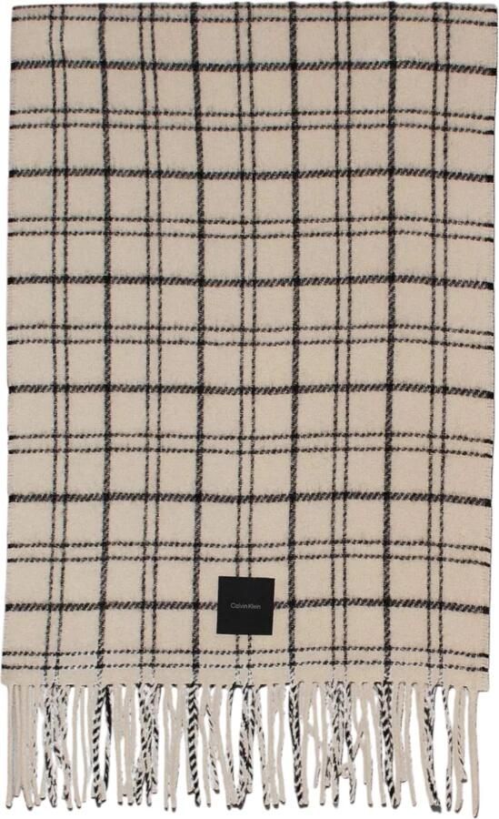 Calvin Klein Geruit Patroon Sjaal Machinewasbaar Stof Beige Heren - Foto 3