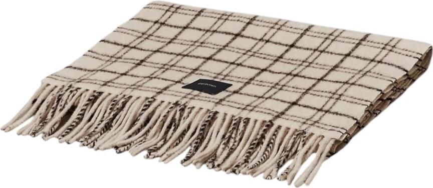 Calvin Klein Geruit Patroon Sjaal Machinewasbaar Stof Beige Heren - Foto 2
