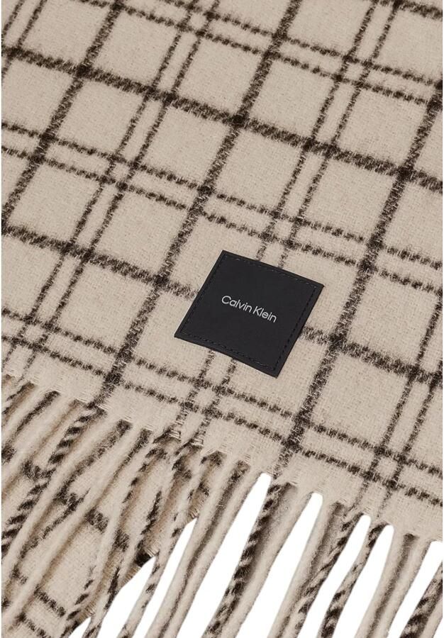 Calvin Klein Geruit Patroon Sjaal Machinewasbaar Stof Beige Heren