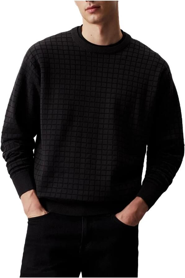 Calvin Klein Geruite Patroon Herentrui Black Heren