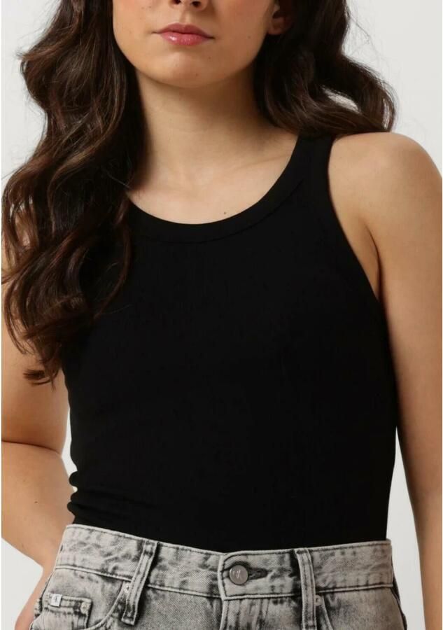 CALVIN KLEIN Dames Tops & T-shirts Variegated Rib Woven Tab Tank Zwart - Foto 4