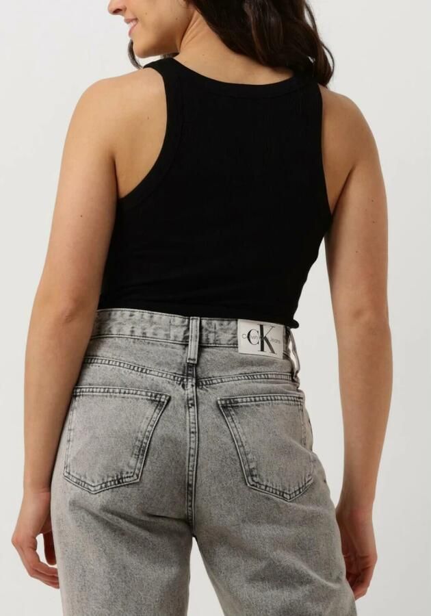 CALVIN KLEIN Dames Tops & T-shirts Variegated Rib Woven Tab Tank Zwart - Foto 5