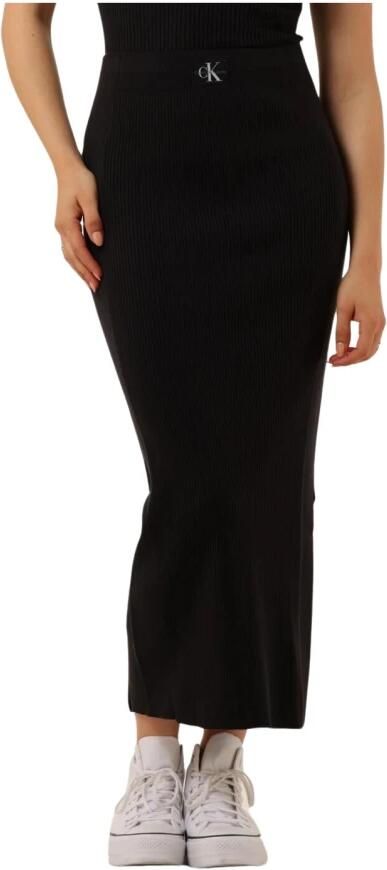 CALVIN KLEIN Dames Rokken Woven Label Sweater Skirt Zwart - Foto 3