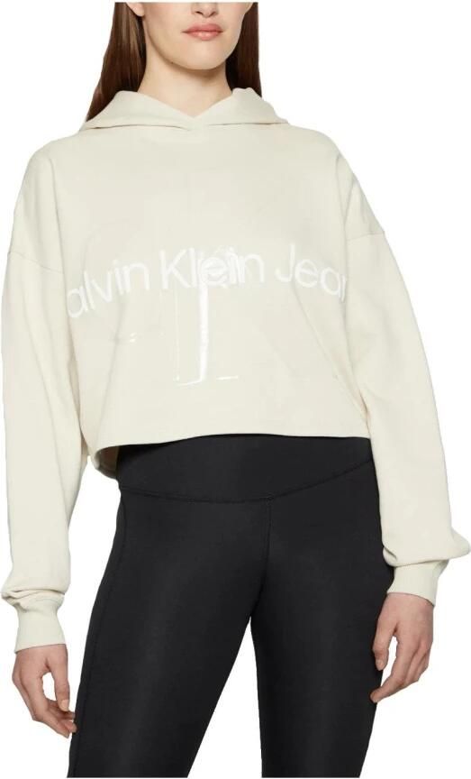 Calvin Klein Beige Katoenen Trui met Lange Mouwen en Logo Print Beige Heren - Foto 4