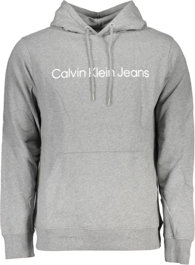 Calvin Klein Grijze hoodie met centrale zak en logoprint Gray Heren