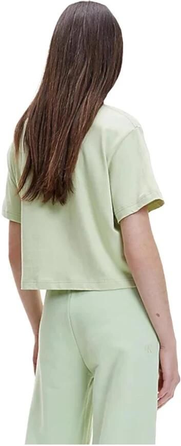 Calvin Klein Groene Pastel Geborduurd T-shirt Green Dames - Foto 4