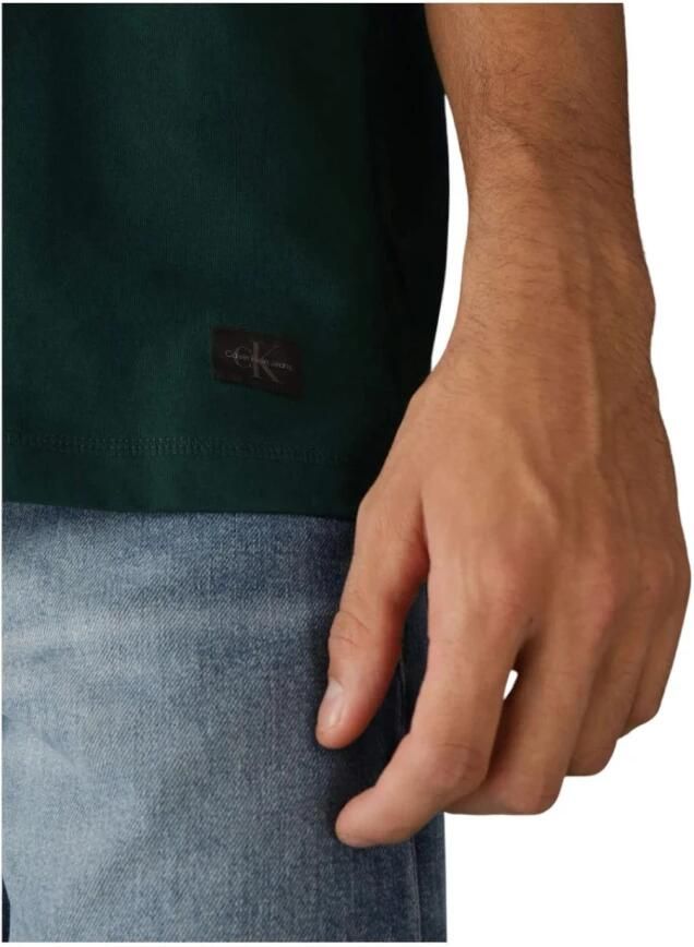 Calvin Klein Groene Relaxte Geweven Label T-shirt Green Heren
