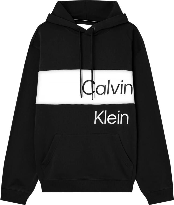 Calvin Klein Grote Logo Hoodie Blijf warm en stijlvol Black Heren