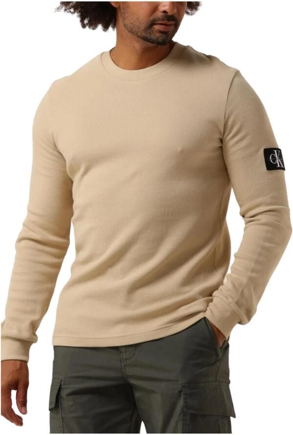 CALVIN KLEIN Heren Truien & Vesten Badge Waffles Ls Tee Khaki - Foto 3