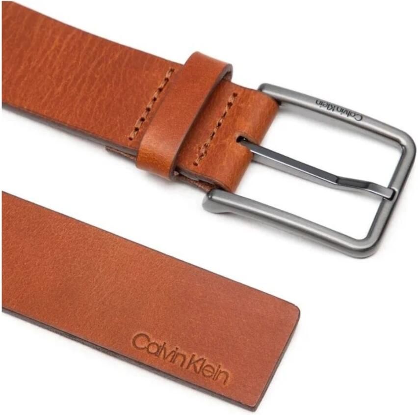 Calvin Klein Heren Leren Riem Warmth Oiled Grain Brown Heren