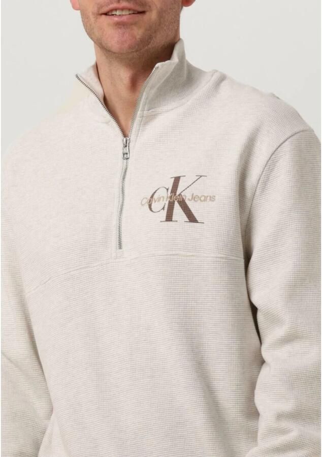 CALVIN KLEIN Heren Truien & Vesten Monologo Waffle Half Zip Hwk Lichtgrijs