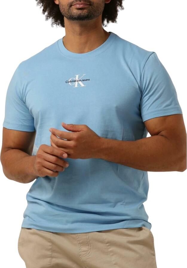 CALVIN KLEIN Heren Polo's & T-shirts Monologo Regular Tee Lichtblauw - Foto 3