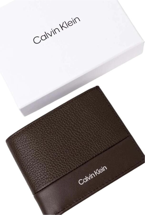 Calvin Klein Heren Portemonnee Herfst Winter Collectie Leer Brown Heren - Foto 3