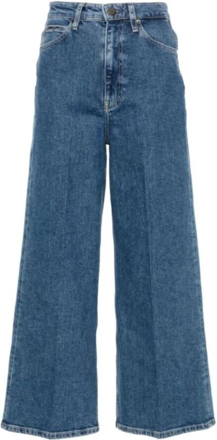 Calvin Klein Hoge taille wijde enkelblauwe jeans Blue Dames