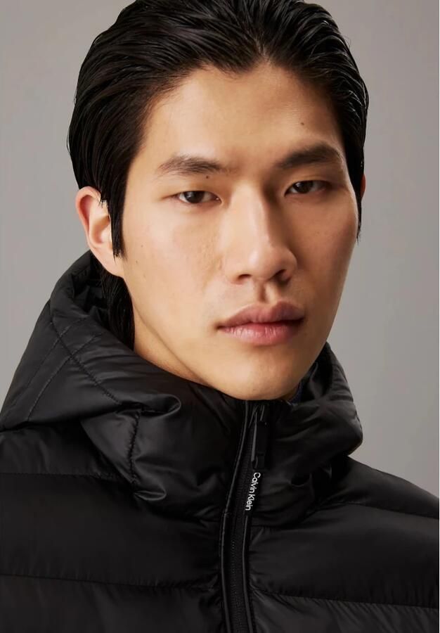 Calvin Klein Jeans Zwarte Polyesterjas Heren Herfst Winter Collectie Black Heren