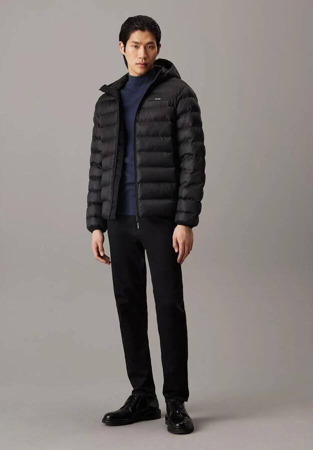 Calvin Klein Jeans Zwarte Polyesterjas Heren Herfst Winter Collectie Black Heren - Foto 3