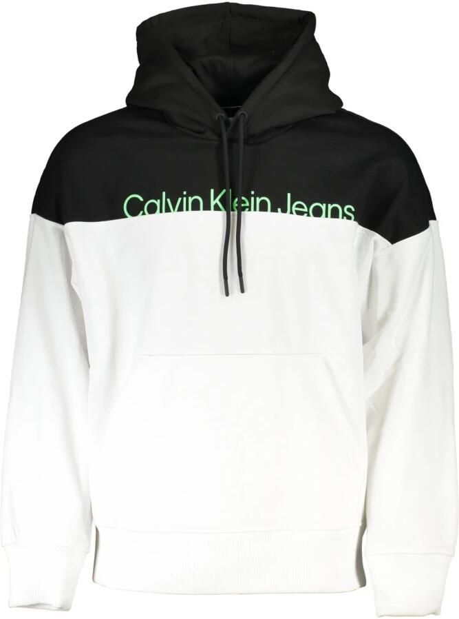Calvin Klein Jeans Relaxte Colorblock Hoodie met Bedrukt Logo White Heren