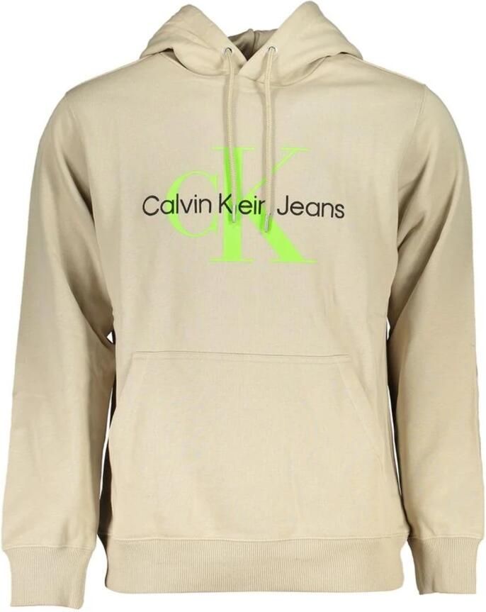 Calvin Klein Beige Katoenen Hoodie met Contrasterende Details Beige Heren