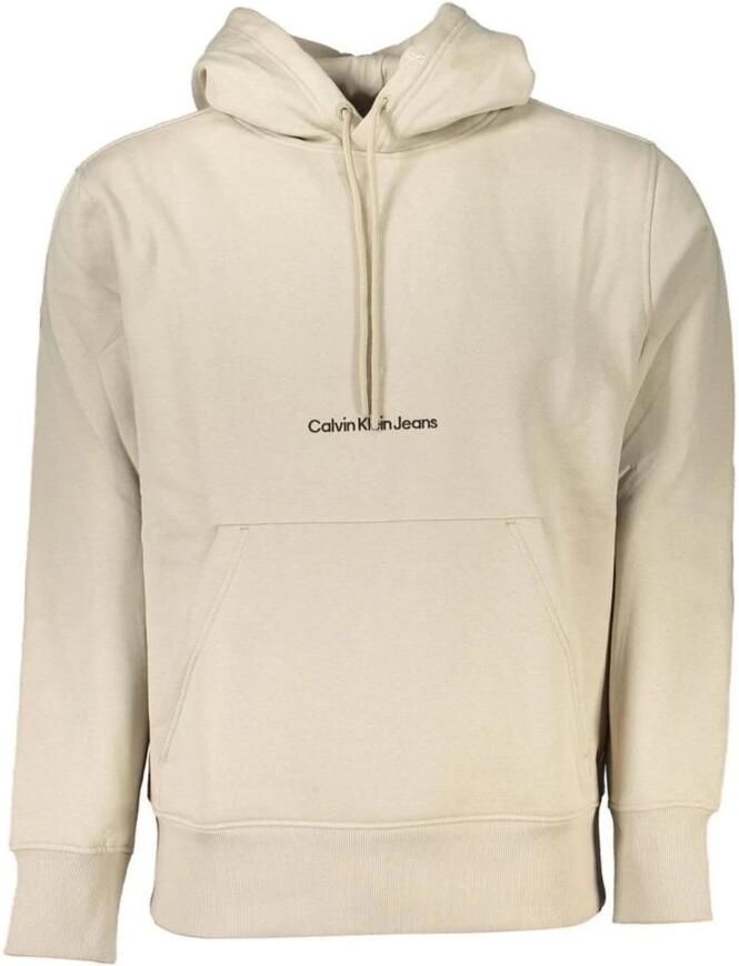 Calvin Klein Beige Fleece-gevoerde Hoodie Tijdloos Comfort Beige Heren