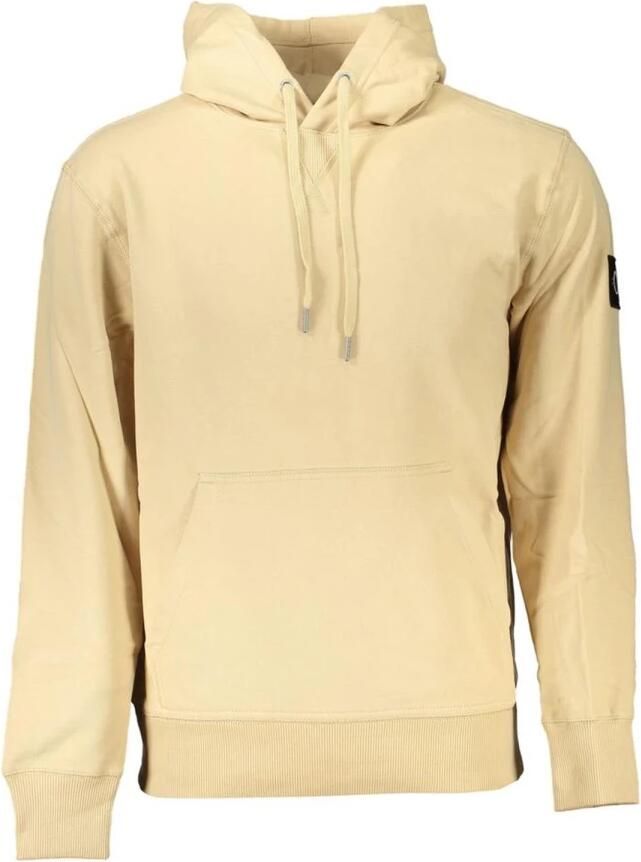Calvin Klein Beige Geborsteld Katoenen Hoodie met Centrale Zak Beige Heren