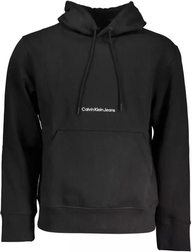 Calvin Klein Zwarte Institutional Hoodie met Wit Logo Black Heren