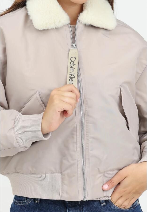 Calvin Klein Jeans Beige Aviator Bomberjack Vrouwen Gray Dames - Foto 3