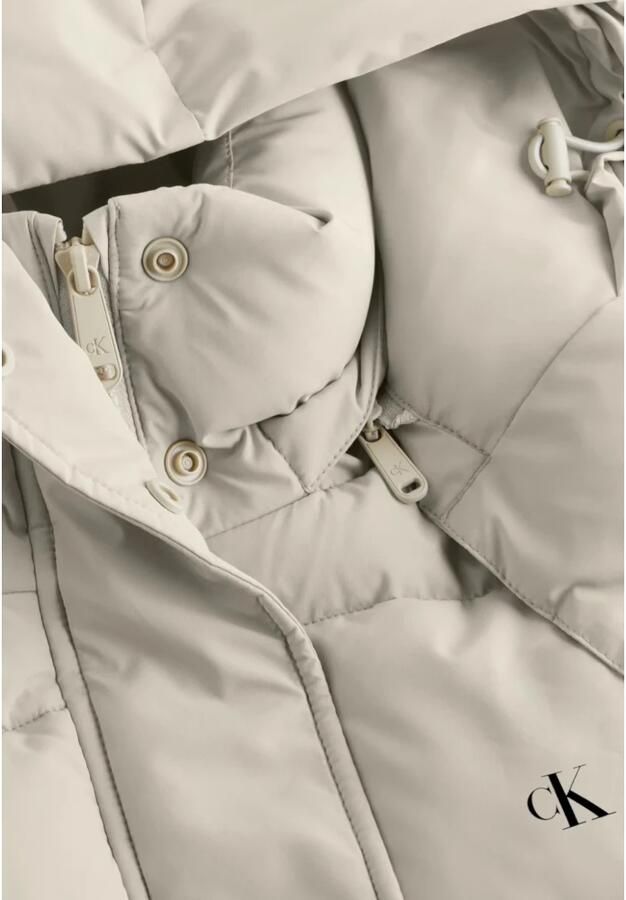 Calvin Klein Jeans Beige Coltrui Zip-Up Jack met Capuchon Beige Dames