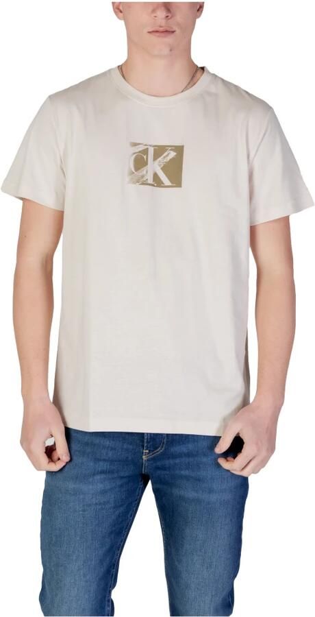 Calvin Klein Jeans Beige Print Katoenen T-shirt Ronde Hals Beige Heren - Foto 3