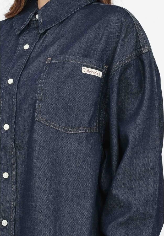 Calvin Klein Jeans Blauwe Denim Overhemd Casual Stijl Blue Dames